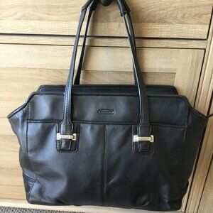 Coach F25205 Taylor Alexis Black Leather Carryall Tote Shoulder Bag Purse